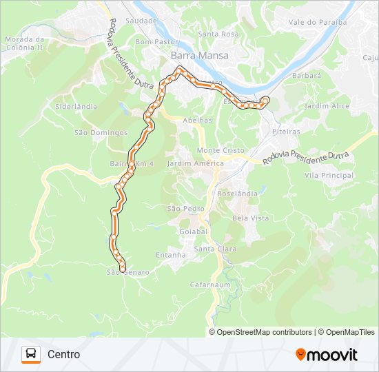 Mapa da linha TR602-02 de ônibus