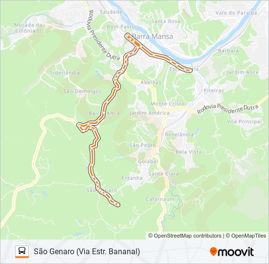 Mapa da linha TR602-02 de ônibus
