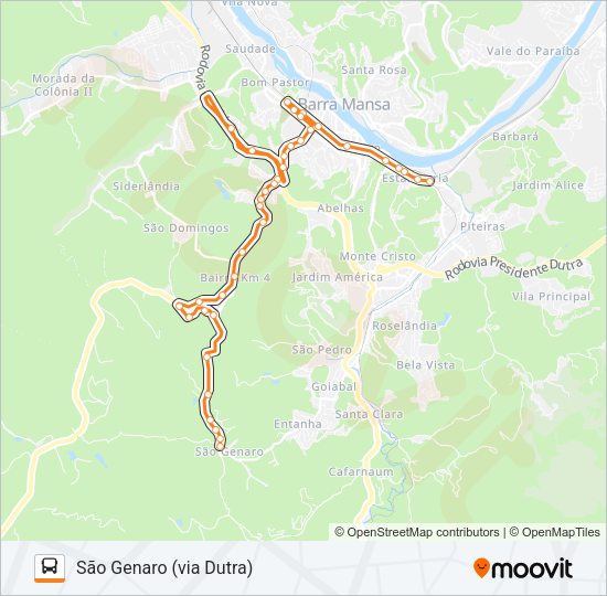 Mapa da linha TR602-02 de ônibus