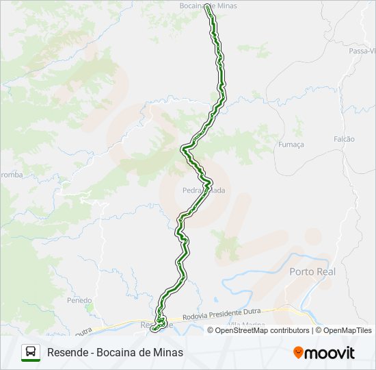 RESENDE - BOCAINA DE MINAS bus Line Map