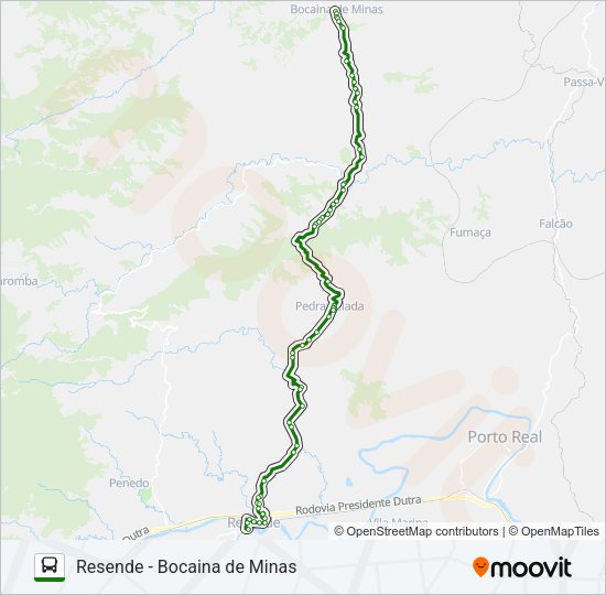 Mapa da linha RESENDE - BOCAINA DE MINAS de ônibus