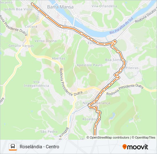 Mapa da linha TR801-04 de ônibus