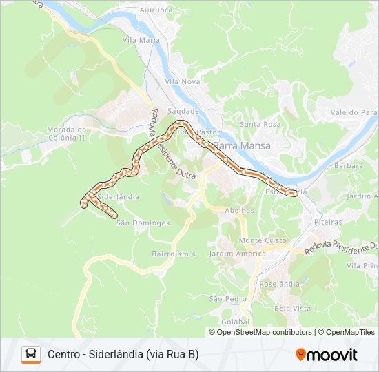 Mapa da linha TR054-03 de ônibus