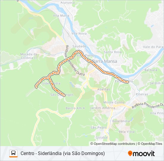 Mapa da linha TR054-04 de ônibus