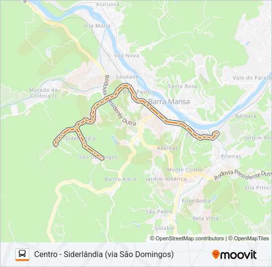 Mapa da linha TR054-04 de ônibus