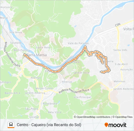 Mapa da linha TR501-06 de ônibus