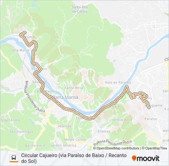 Mapa da linha TR501-06 de ônibus