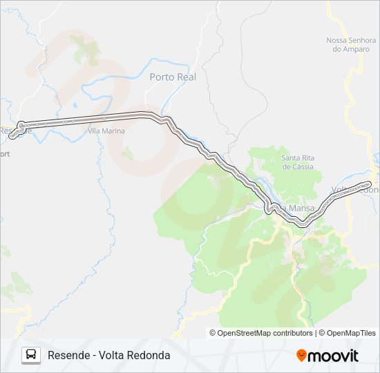 Mapa da linha P185 de ônibus