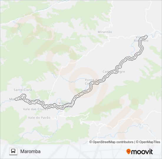 Mapa da linha P525 de ônibus