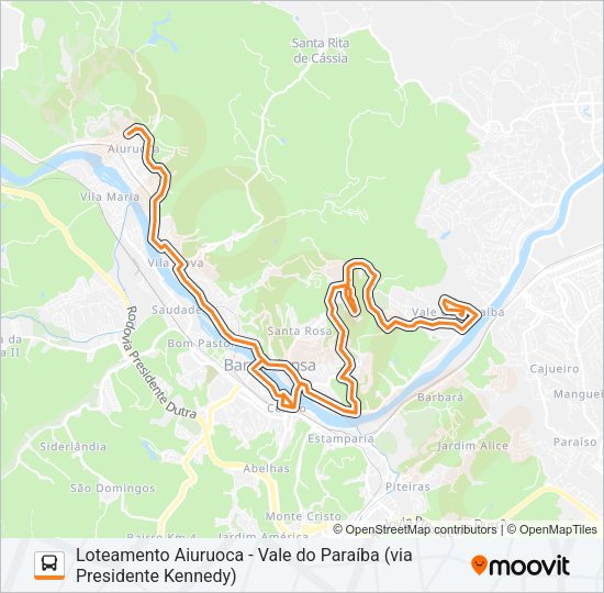 Mapa da linha TR130-01 de ônibus