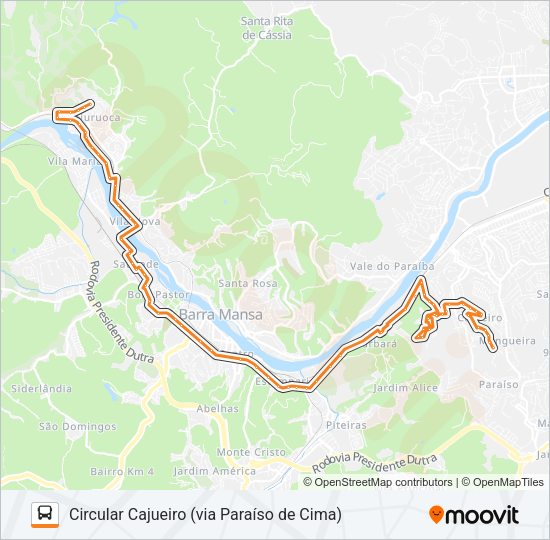 Mapa da linha TR501-04 de ônibus