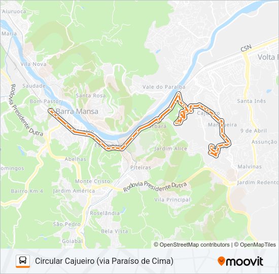 Mapa da linha TR501-04 de ônibus