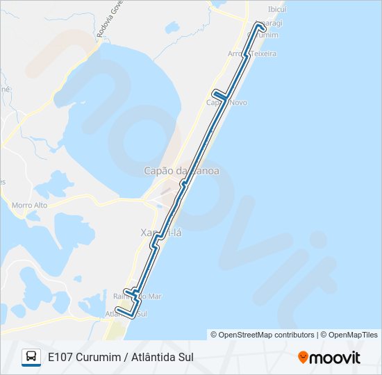 Mapa de E107 CURUMIM / ATLÂNTIDA SUL de autobús