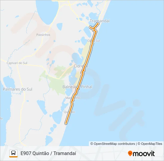E907 QUINTÃO / TRAMANDAÍ Bus Line Map