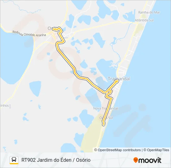 RT902 JARDIM DO ÉDEN / OSÓRIO Bus Line Map