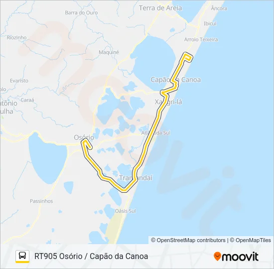 RT905 OSÓRIO / CAPÃO DA CANOA Bus Line Map