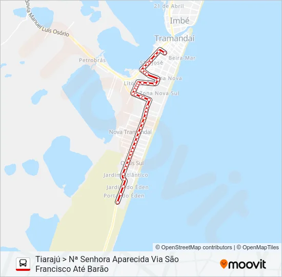 T.E01 TIARAJÚ / ESCOLA BARÃO Bus Line Map