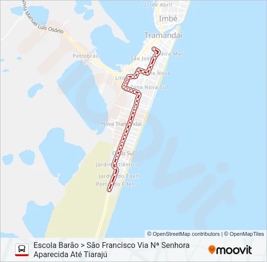 T.E01 TIARAJÚ / ESCOLA BARÃO Bus Line Map