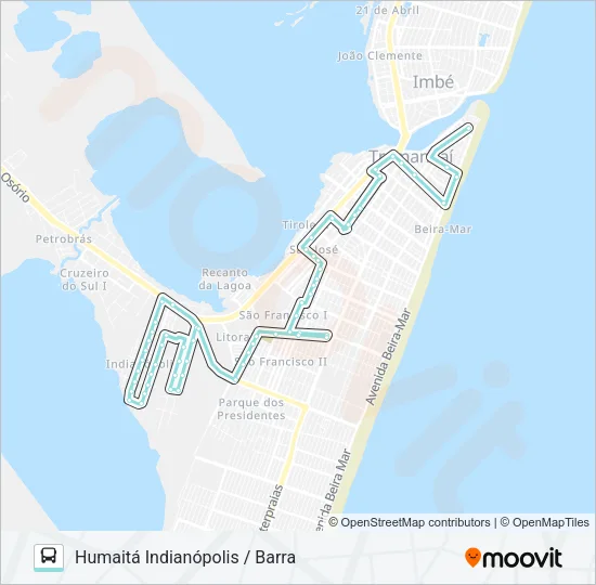HUMAITÁ INDIANÓPOLIS / BARRA Bus Line Map