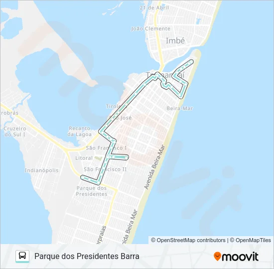 PARQUE DOS PRESIDENTES BARRA Bus Line Map