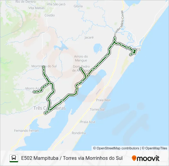 E502 MAMPITUBA / TORRES VIA MORRINHOS DO SUL  Line Map