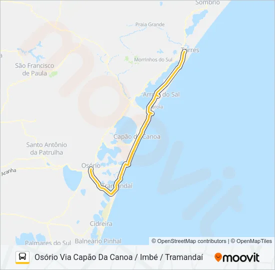 E909 OSÓRIO / TORRES VIA INTERPRAIAS Bus Line Map