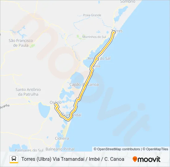 E908 OSÓRIO / TORRES VIA INTERPRAIAS Bus Line Map