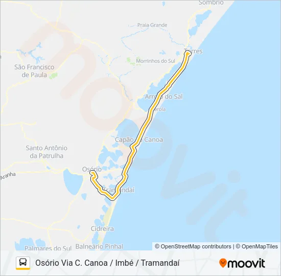 E908 OSÓRIO / TORRES VIA INTERPRAIAS Bus Line Map