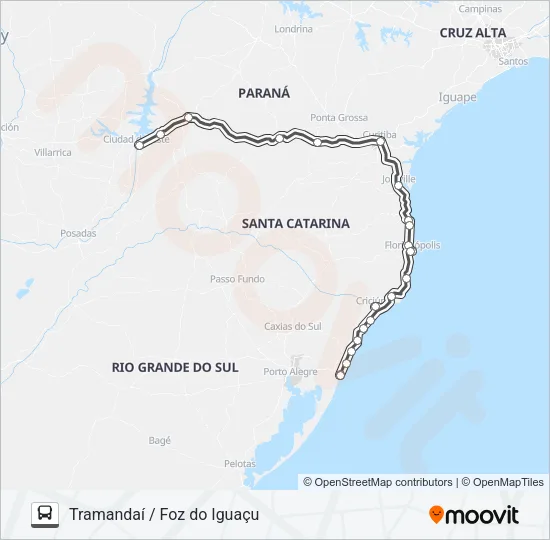 TRAMANDAÍ / FOZ DO IGUAÇU Bus Line Map