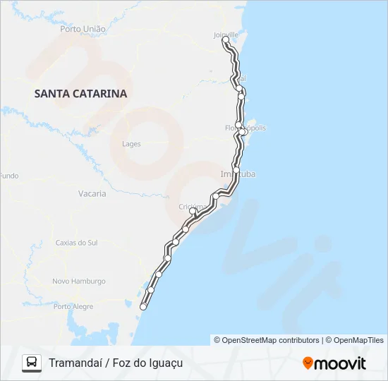 TRAMANDAÍ / FOZ DO IGUAÇU Bus Line Map