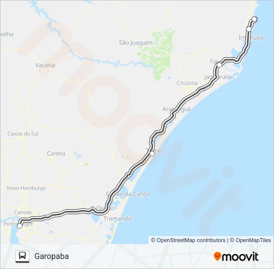 POA / GAROPABA Bus Line Map