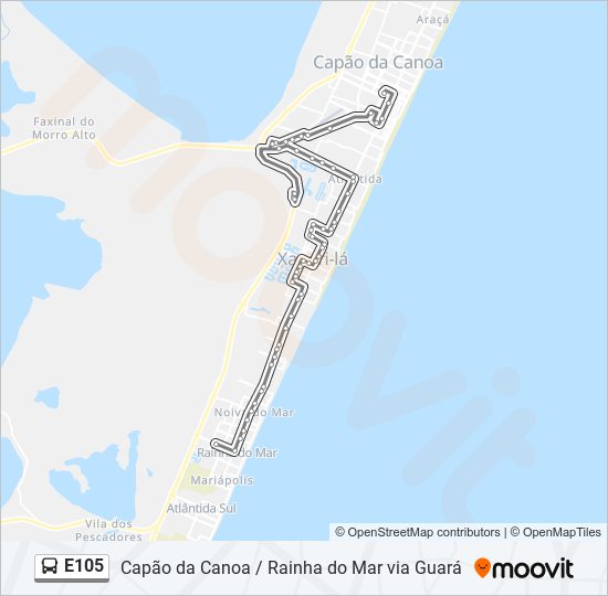 Mapa da linha E105 de ônibus