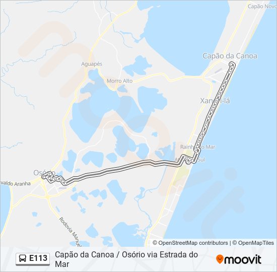 Mapa de E113 de autobús