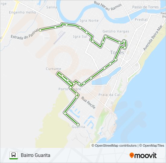 Mapa da linha ULBRA / BAIRRO GUARITA de ônibus