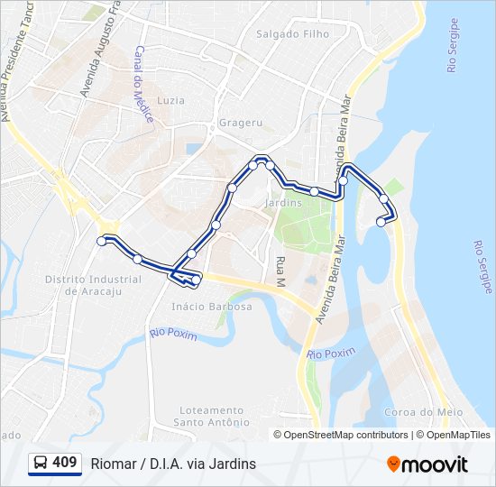 Mapa da linha 409 de ônibus