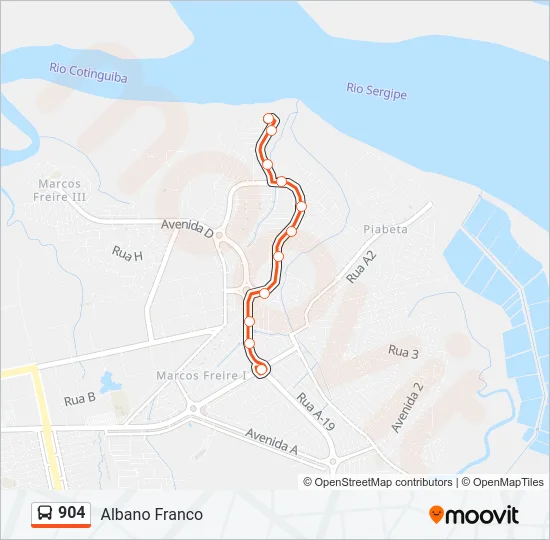 904 Bus Line Map