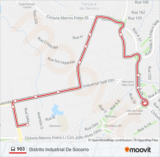 Mapa de 903 de autobús