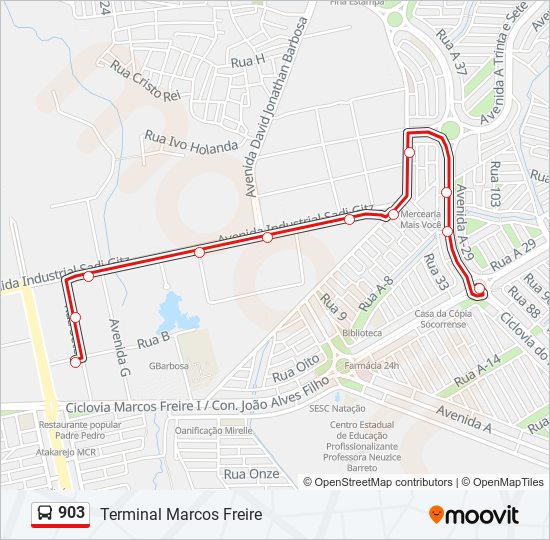 Mapa de 903 de autobús