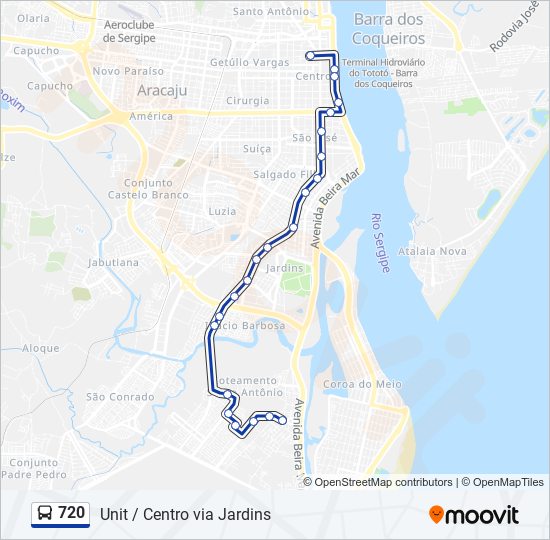 Mapa da linha 720 de ônibus