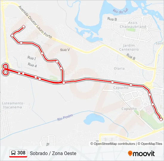 308 Bus Line Map
