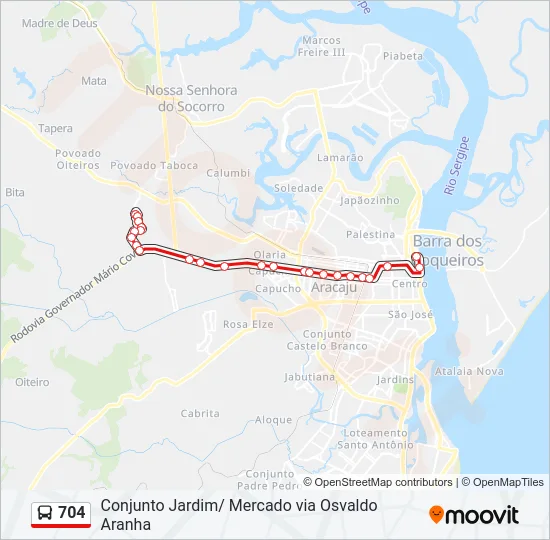 704 Bus Line Map