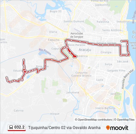 Mapa da linha 032.2 de ônibus