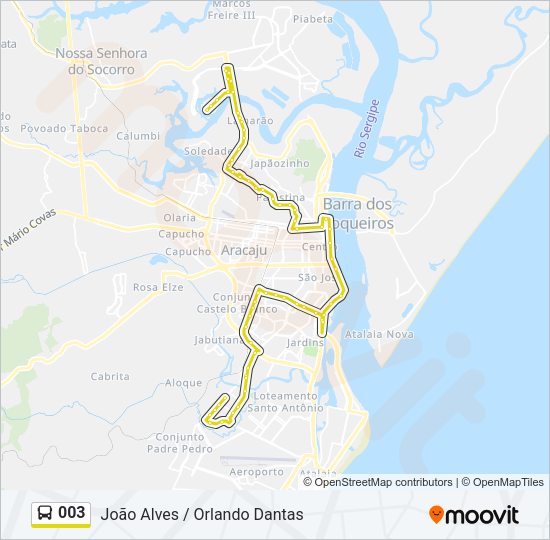Mapa da linha 003 de ônibus