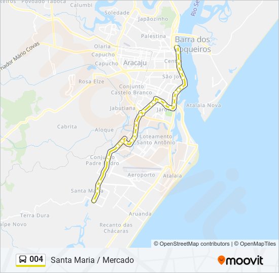 Mapa da linha 004 de ônibus