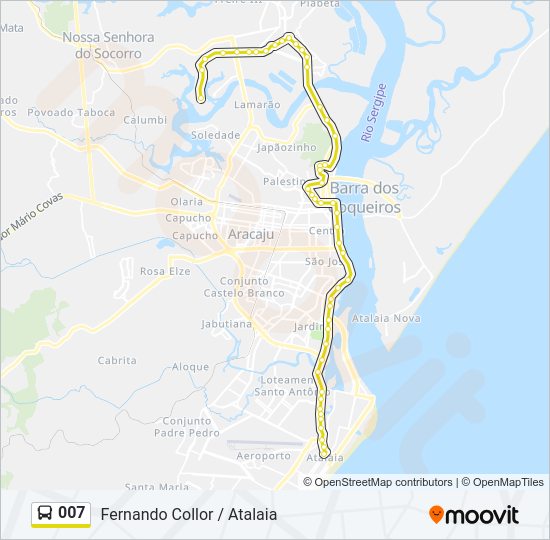 Mapa da linha 007 de ônibus