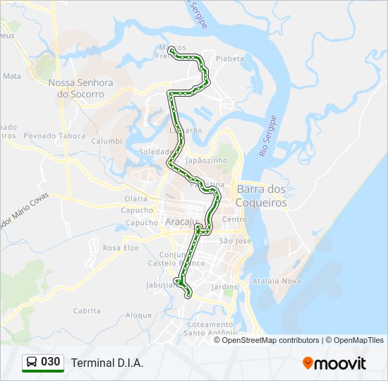 Mapa da linha 030 de ônibus