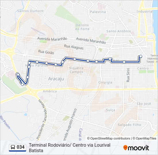 Mapa de 034 de autobús