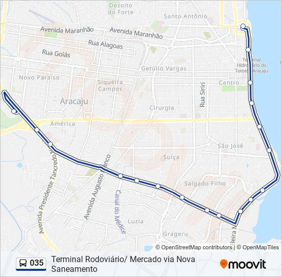 Mapa de 035 de autobús