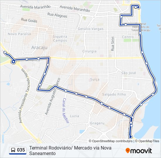 Mapa de 035 de autobús