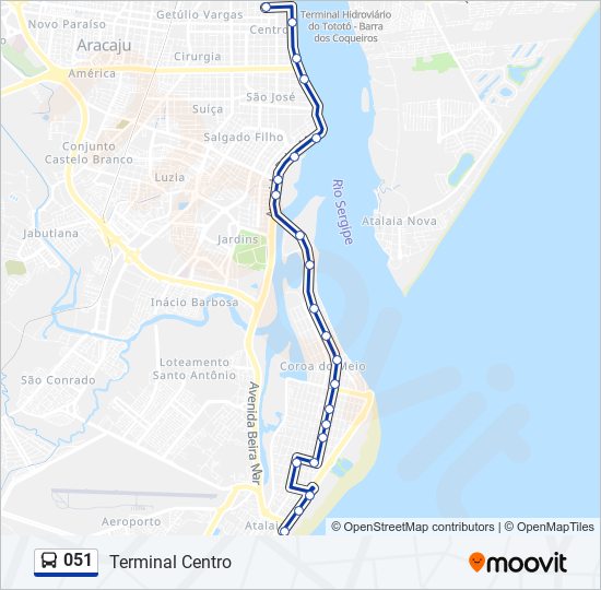 Mapa de 051 de autobús